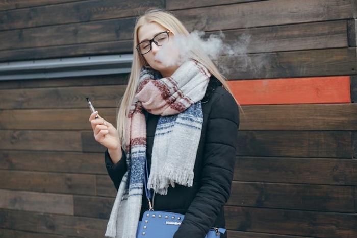 girl having a smoke